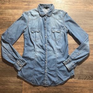 Women’s Forever 21 Denim Long Sleeve Shirt Sz S